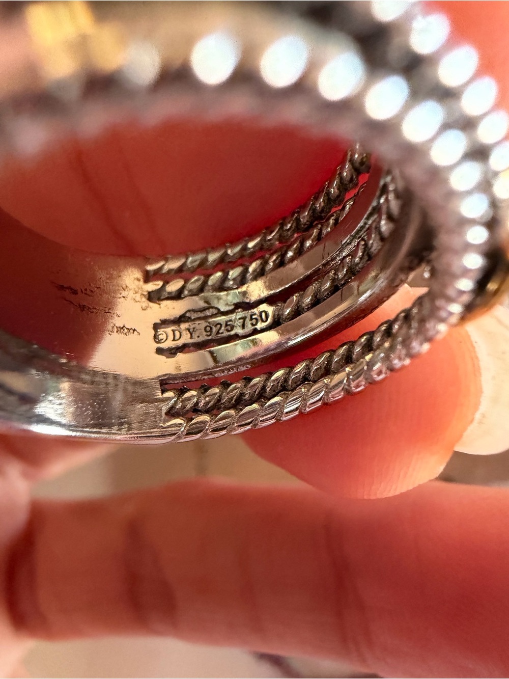 David Yurman Multi-Row Cable Ring Sterling Silver & 18K Yellow Gold Size 6.5 - Picture 10 of 16